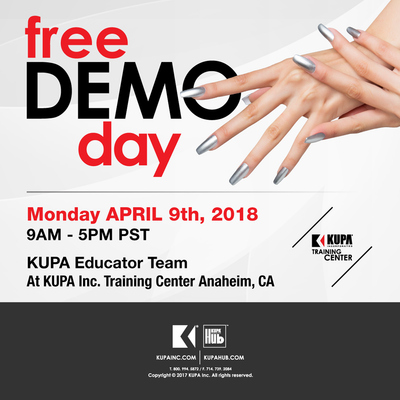 Demo Kupa Nail MIỄN PHÍ Thứ Hai, ngày 9 tháng 4 năm 2018 - Anaheim, CA