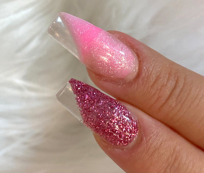 Pink Valentine's Day Nails with a Lipstick Edge